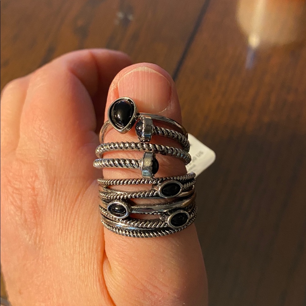 Torrid size 12 Silver and Black Women's Ring Set